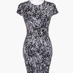 Nadia Tarr Skirt Top 2 piece SET Bodycon High Waisted Crop Splatter Print Small Black Photo 2
