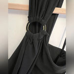 EXPRESS Y2K One shoulder black shirt with gold ring detail size medium Photo 1