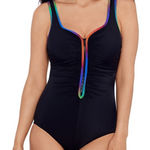 Swim Solutions nwt $98 Women's Shirred Zip Photo 0