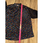 VTG 80s C.M. Shapes Black Colorful Rainbow Polka Dots Blouse Sheer Arms Women's Size undefined Photo 9