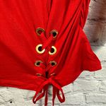 Michael Kors  Basics Petite Top 3/4 Sleeve Gold Accent Ruched Crimson Red XLP NWT Photo 6