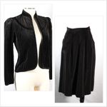 Vintage 1960s 1970s Black Brown Hued Velveteen Skirt Suit Set Size undefined Photo 2