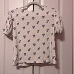 Orange Kiss Floral Puff Sleeve Top - White and Blue Photo 3