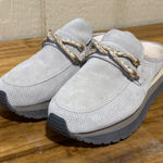 Naked feet Polo Light Gray Suede Perforated Mule Loafer Platform Shoes 8M Size 8 Photo 0