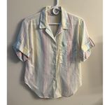 Vintage Oak Hill Women's Pastel Striped Pajama Collared Cotton Shirt Sz M Size M Photo 0