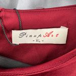 Pinup Art Red Satin Maxi Dress Knot Front Puff Sleeve Evening Gown XL New Photo 7