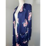NEW! Women’s Dark Purple Floral Open Front Kimono Robe Size MEDIUM Photo 1