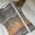Vintage Y2K Just in Time USA Animal Print Semi Sheer Top Brown (medium) leopard Photo 3