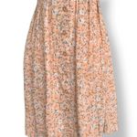 Vintage 90s Peach Floral Mini Dress Rayon Button Front Short Sleeve Scoopneck Orange Photo 6