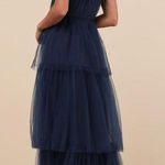 Lulus LULU’S Unforgettable Poise Navy Blue Tulle Bustier Tiered Maxi Dress Photo 1