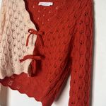 All in Favor All in Favor Colorblock Pointelle Cardigan Cream Rust Size Medium Photo 1