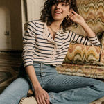 Sézane Sezane Gael Mariniere Striped Long Sleeve Top with Ruffles Photo 0