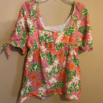 Lilly Pulitzer  Floral Print Babydoll Short Sleeve Top - size 8 Photo 0