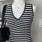 Laundry by Shelli Segal Vintage Striped V-Neck Ribbed Tank Top Size M Photo 0