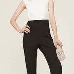 Hutch  Jumpsuit Womens 6‎ Black Open Back Crepe Mock Neck Colorblock Photo 0