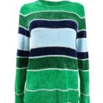 Maison Jules  Striped Metallic Chenille Crew Neck Sweater Shmarock Leaf Small Photo 1