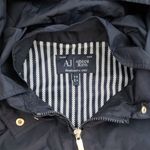 Armani Collezioni Armani Jeans Navy Blue Laser Cut Floral Chic Full Zip Long Rain Jacket Size 8 Photo 2