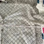 CAbi  Lattice Print Button Up Shirt Size Medium White Black Corpcore Officewear Photo 5