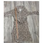 Oscar de la Renta  Women's Leopard Print Plush Robe Belted Shawl Collar Cozy Photo 5