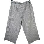 Talbots Striped Wide Leg Cropped Pants Belt Tie Silk Linen Blend White Blue Sz16 Photo 2