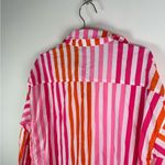 Beach Riot  Pink Orange Stripe Cotton Button Down Shirt Photo 4