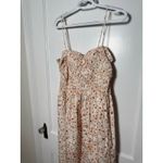 H&M Pink Peach Girly Ditsy Floral Smocked Poplin Midi Sun Dress Women's XL Photo 3