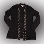 Carolyn Taylor  Black Cardigan with metal embellishments Sz L Photo 0