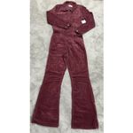 Free People NWT $178  Jayde Cord Flare Jumpsuit Wine L Cottagecore Western‎ Retro Photo 5
