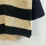 Free People  Black & Cream Striped Chunky Pullover Knit V-neck Sweater Size XS Photo 9