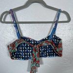 Maaji Women XL Blue Red White Floral Paisley Bikini Top Reversible Tie Back Photo 3