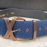 Gene Ewing Women's Blue Denim Belt with Bronze Buckle Size L SKU 5912 Size L Photo 0