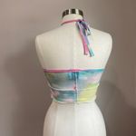 Princess Polly  Polly Katie Top Multi Blue Pink Watercolor Mesh Halter Top Size 6 Photo 3