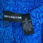 Diane Gilman 100% Linen Button Front Skirt Tropical Print Blue Women's Medium Photo 2