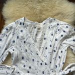 XiRENA Reece Wrap Dress White & Blue Crinkle Gauze long sleeve Size L Photo 10