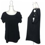 EXPRESS  Women’s Black Scoop Lattice Cold Shoulder Dolman Sleeve Blouse Small Photo 1