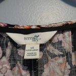 Terra & Sky  Black Floral Print Top Orange Brown Maroon Sz 1X Boho Blouse Photo 3