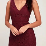 Lulus NWT  Nevaeh Burgundy Lace Cutout Sleeveless Mini‎ Dress SMALL Photo 0