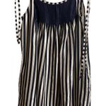 Jigsaw 100% Silk Tie Shoulder Striped Pleated Pockets Resort Wear Dress Womans M Blue Size M Photo 0