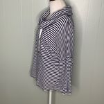 Jones New York Jones of New York Black & White Striped Knit Tie Cowl Neck Drop Shoulder Top M Photo 6