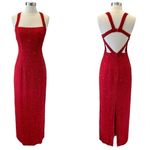 Sean Collection Vintage Red Silk Beaded Gown with Open Back Photo 1