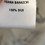 Yoana Baraschi  Women’s Silk Ivory Bird Print Short Sleeve Button Up Flowy Blouse Photo 3