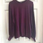 Plum Purple Sweater with Pleated Bishop Sleeves Ruffle Mock Neck Size Medium Purple Photo 5