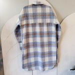 ACOA Plaid Shacket Blue Beige Fuzzy Button Front Chest Pockets Jacket Size S/M Size M Photo 5