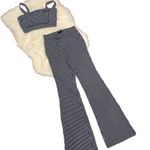 Forever 21 Striped Denim Crop Top and Wide Leg Jean 2 Piece Set Size Small Photo 0