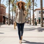 Lovestitch  Women's Large Shirt Button Up Embroidered Long Sleeve Wrinkled Effect Photo 12