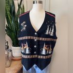 Vintage Embroidered Holiday felt Vest L Grandma Core Black Size L Photo 6