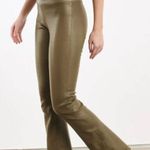 SPRWMN High Waisted Skinny Fit Leather Ankle Flare Pants Moss Green Women's XS Photo 0