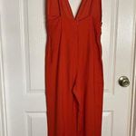 Line and Dot  Vaughn Orange Red Plunge Neckline Jumpsuit Women’s Size S Photo 0