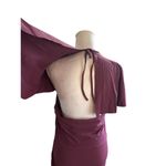 Halara  Maxi Dress Cape  Draped Ruffles Padded Tie Back Side Slit Unique Formal Photo 4