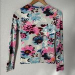 Oilily Floral Long Sleeve Tee Top UPF Athletic Outdoor Blue Vacation Stretch XS Photo 7